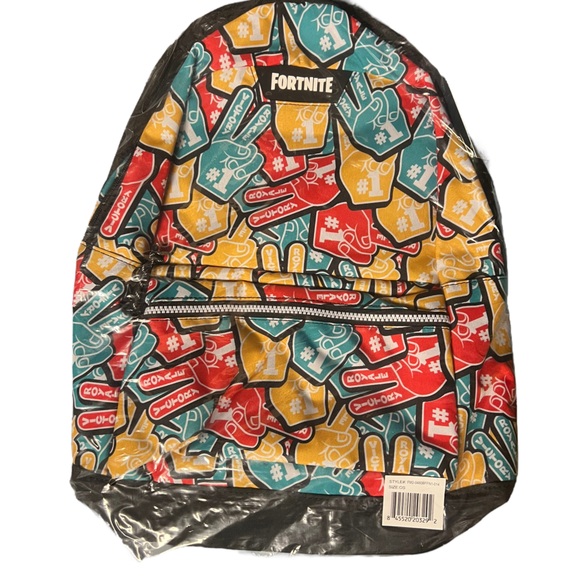 18" Licensed FORTNITE Red Yellow #1 Victory Royale Logo Backpack Laptop Bag - Picture 6 of 7